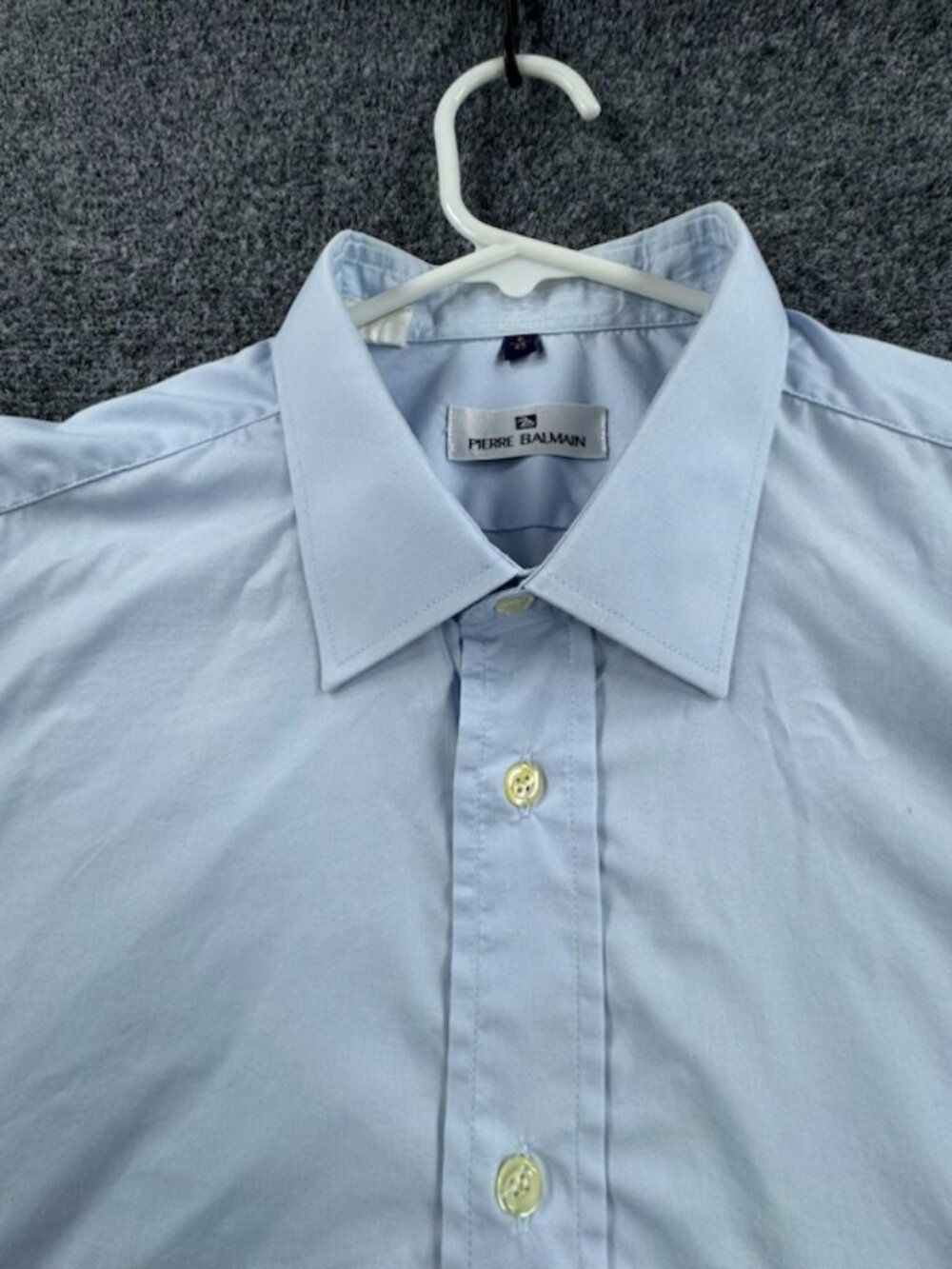 Balmain ** Point XL Blue Cotton Shirt Pocket Solid Long Sleeve Button Up Mens
